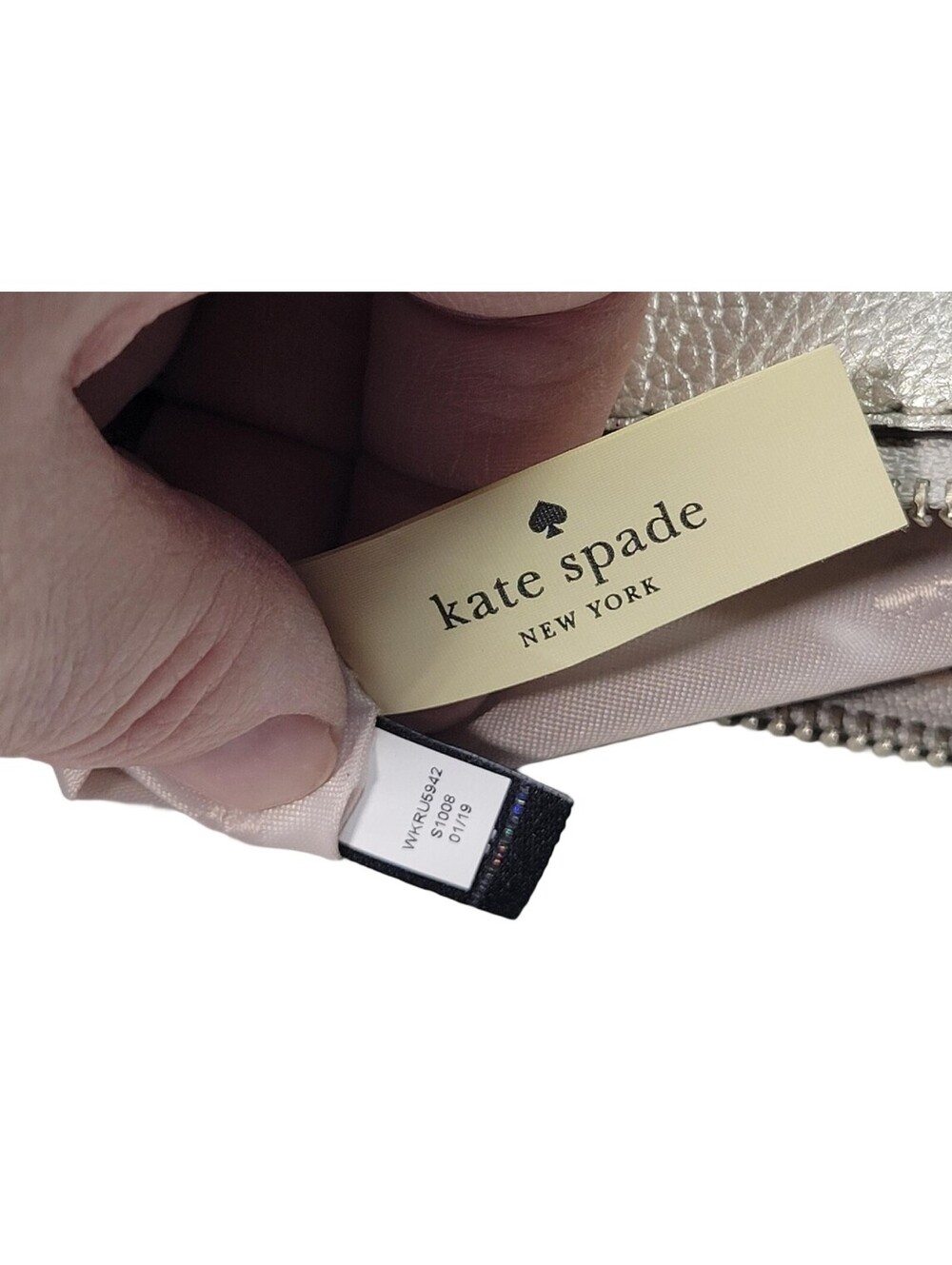 Kate Spade New York Metallic Silver Crossbody Bag Purse Zip Top Closure - Picture 14 of 16